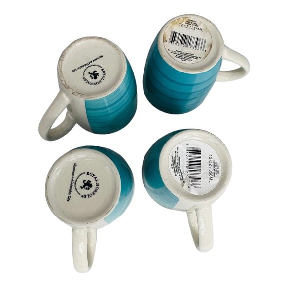 Royal Norfolk Ceramic Blue and White Coffee Mugs Set of 4 - Picture 4 of 8